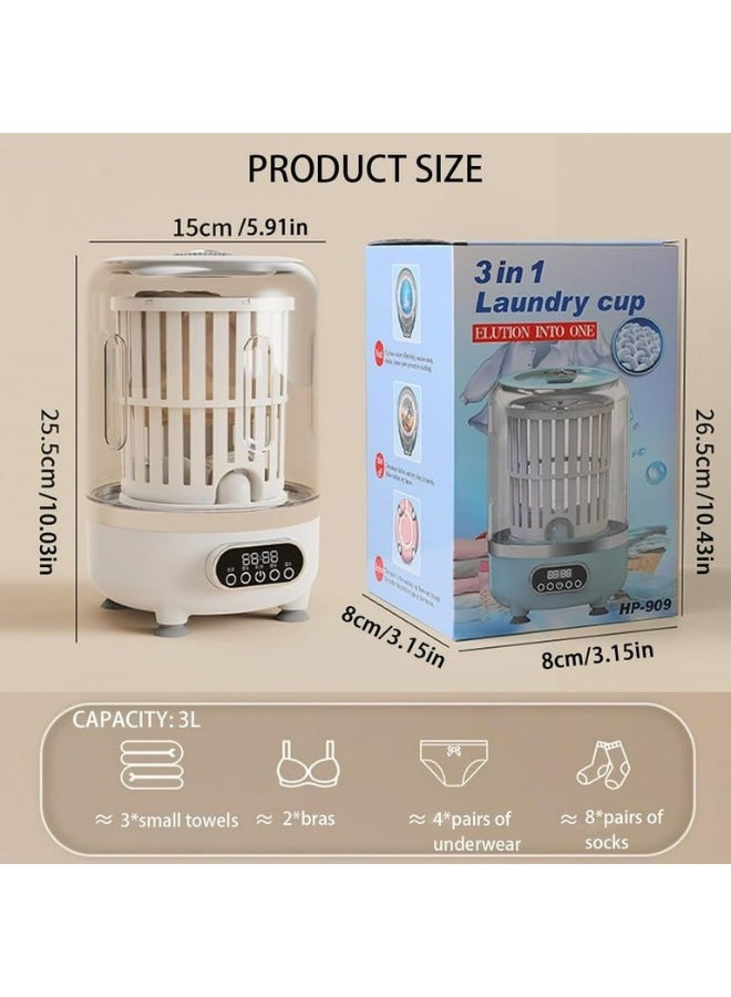 3-in-1 Portable Mini Washing Machine – 6L Compact Laundry Washer for Underwear, Socks & Baby Clothes with Spin Dryer, UV Sterilization & USB Powered - Image 2